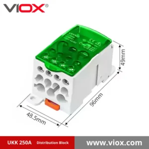 VIOX UKK 250A 1-In 11-Out Green Distribution Block
