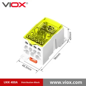 VIOX UKK 400A 1-In 11-Out Yellow Distribution Block