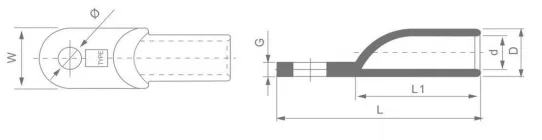 JG(DTGY) Copper Lugs Dimension 